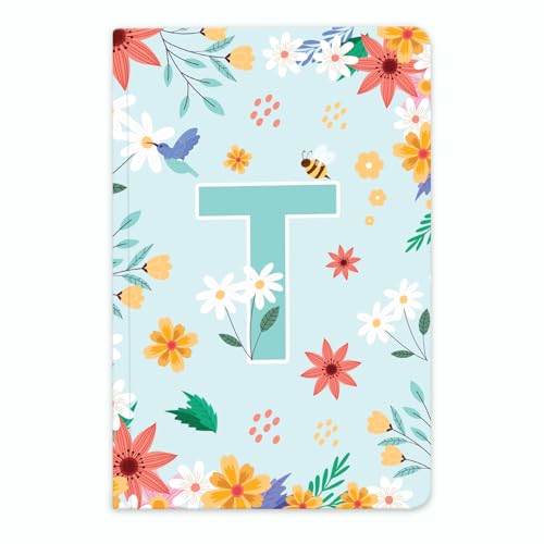 Image of Initial T Premium Soft Bound Notebook Diary for Girls and Women (B6, 90 GSM, 160 Ruled Pages) Floral Design Notebook Journal Diary