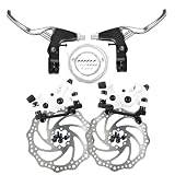 GUOFANG Kit Freno a Disco per Bicicletta, Pinza Freno Meccanico a Disco, Freno a Disco Universale Anteriore e Posteriore (Set Completo Bianco)