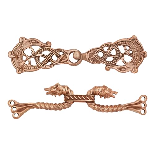 Image of Lord of Battles Viking Cloak Clasp Bronze Cloak Pin Celtic Brooch Pin for Cloak Scarf, Shawl Handmade Lost-Wax Cast Bronze