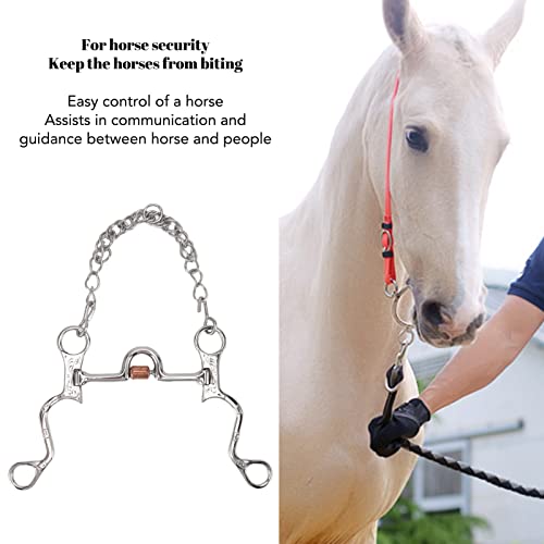 Natudeco 120 mm Pferdemaultrense mit Kette Pferdemaulgebiss Pferde lose Ringe Edelstahl Pferdegebiss Pferdemaul mit Kette Verschleißfeste Pferdetrense Gebiss Farm Horse Training Equipment