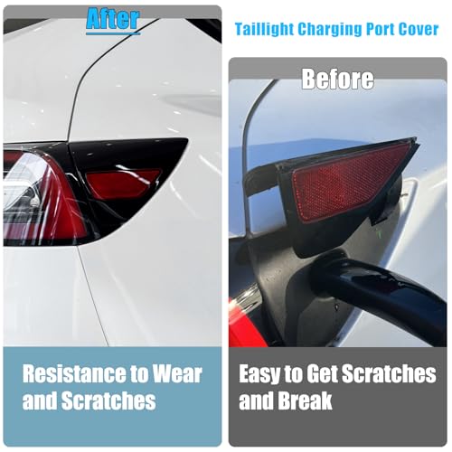 Image of Jaronx Compatible with Tesla Charging Port Cover for Model 3 2017-2023 Model Y 2020-2023 (NOT FIT 2024+), Rear Right Taillight Cover Reflector for Tesla, Charging Port Door Replacement 1100781-99-D