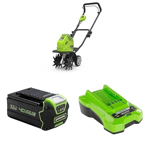Greenworks 40V Motobineuse Électrique sans Fil, Motoculteur à Dents Avant 5Ah Batteries et Chargeur, Garantie 3 Ans G40TL