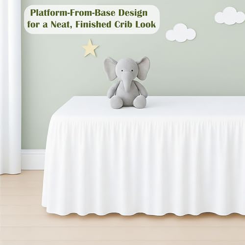 Image of Luxury Crib Bed Skirt 28 inch x 52 inch with 14 Inch Drop Soft & Breathable Dust Ruffle Fits Standard Crib and Toddler Bed Nursery Microfiber Fabric Ruffle Bed Skirt for Baby Boys or Girls White Solid
