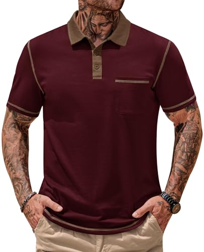 VOGSTART Men Color Block Polo Shirt XL