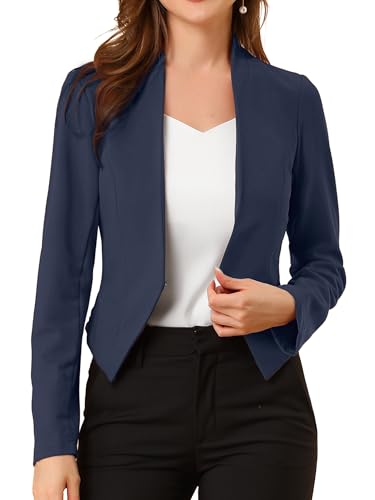 Blazer court sans col veste confortable pour travailler au bureau en XL