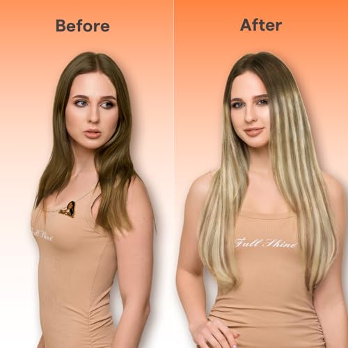 Image of Full Shine Butterfly Weft Hair Extensions 20 Inch 100G Brown Balayage | Ombre Brown To Medium Blonde mix ash brown Balayage, PU Hole Weft, Adds Volume, Date Night Styling, Natural Full Look