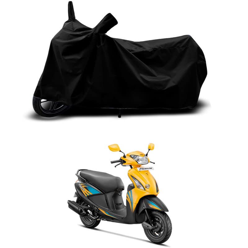 Image of 100% Scratchproof /UV-Rays /Heat Protection /Birds Dropping /Water Resistant /Dust Proof /Waterproof /Full Bike Scooty Two Wheeler Body Cover Compatible for Pleasure BS6 All Varients[Black]