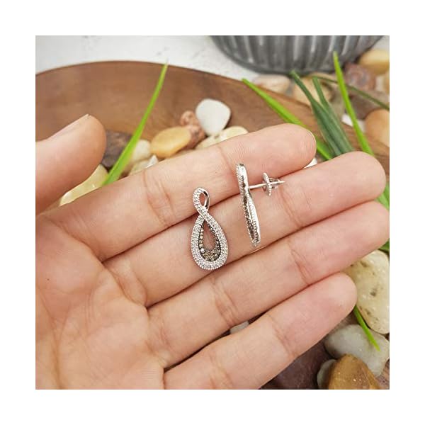 Dazzlingrock Collection 0.45 Carat (ctw) Champagne & White Diamond Ladies Infinity Loop Drop Earrings 1/2 CT, Sterling Silver - Image 7