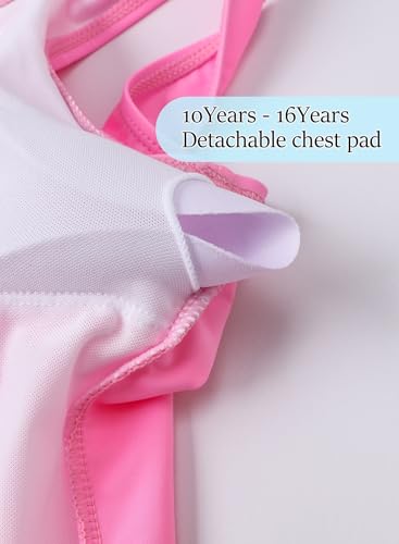 Image of One Piece Swimsuit for Girls 6-16 Years with Removable Chest Pad Quick Dry & Stretchy for Swim Team Beach