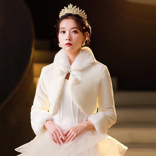 Women's Faux Fur Shawl Bridal Wedding Fur Wraps Bolero Shrug Evening Cape Winter Coat3