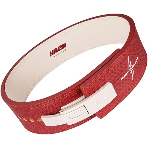 Image of Hack Athletics Premium 13MM Weight Lifting Lever Belt -Power Lifting Belt for Men & Women for Lower Back Support, Multipurpose Gym Workouts Deadlifts Squats Powerlifting (2-Claw) (Signature Red, XS)