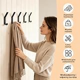 MSLHUB 8 sztuk wieszaków na ubrania, panele akustyczne, podwójny hak garderobiany, czarny, 12,6 mm, metalowe haki do paneli akustycznych, panele ścienne, wieszaki na ubrania do przykręcania