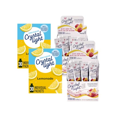 Image of Crystal Light Drink Mix - Lemonade Special, 4 Count (Variety Pack) | Lemonade & Raspberry Lemonade (2 Count Ea.) , On The Go Variety Pack