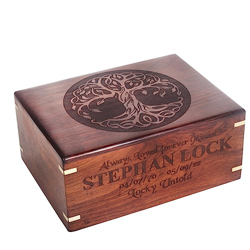 Personalized Rosewood Urns for Human or Pet Ashes, Personalized Wooden Engraved Cremation Urn, Wood Funeral Urn - Keepsake Box, Memorial Urn or Casket