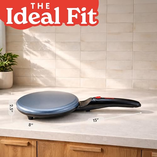 Gourmia 8” Electric Crepe Maker – Nonstick Ceramic Surface, One-Touch Operation, Includes Batter Tray, Compact & Easy to Clean, Crepe, Pancake & Tortilla Maker by Gourmia - Image 9