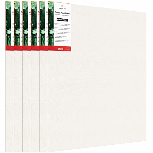 Image of Scholar Art Hobby Series 04 Oz (230 GSM) 100% Cotton Canvas Panel Board for Painting (White Blank Canvas Boards for Acrylic Paint, Oil Paint, Wet & Dry Media) | 24 inchx24 inch (60x60 cm), Pack of 6