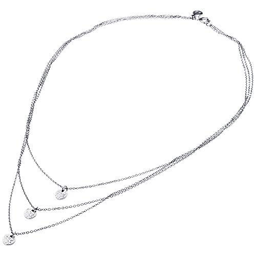 Gorjana Women's Three Disc Charm Pendants Layered Necklace, 18K Silver Plated, Cascading Chains #TOP2