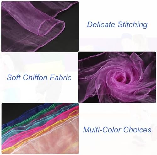 PATIKIL Dance Scarves, 12 Pcs Square Juggling Scarves 24 by 24 Inches for Play Magic Music Activity Juggling Dressing, Pink Purple — view 2