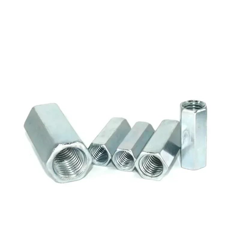 Round Coupling Nuts, Pack of 40 M5 M6 M8 Hex Coupling Nuts Carbon Steel Galvanized Length 10-30mm(M8x12x20)
