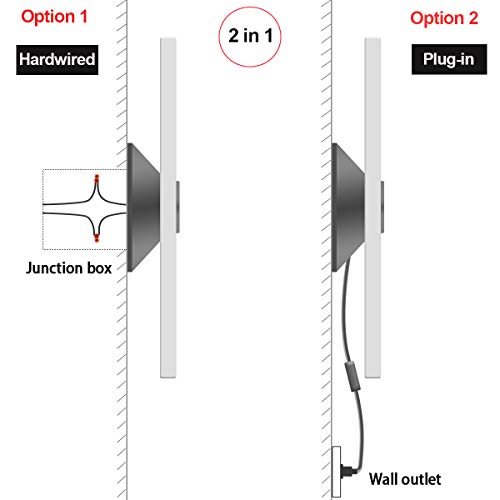 TRLIFE Wall Sconce Plug in, Modern Wall Sconces 12W LED Wall Sconce 6000K Cool White Acrylic Wall Mounted Light Wall Lights with 6FT Plug in Cord and On/Off Switch on The Cord(2 Pack, Black) by TRLIFE - Image 6