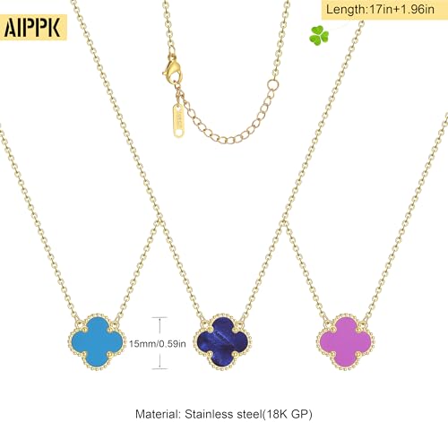 Clover Pendant Necklace Set for Women 18K Gold Plated Four Leaf Clover Necklace Lucky Simple Jewelry Gifts for Women 3Pcs2