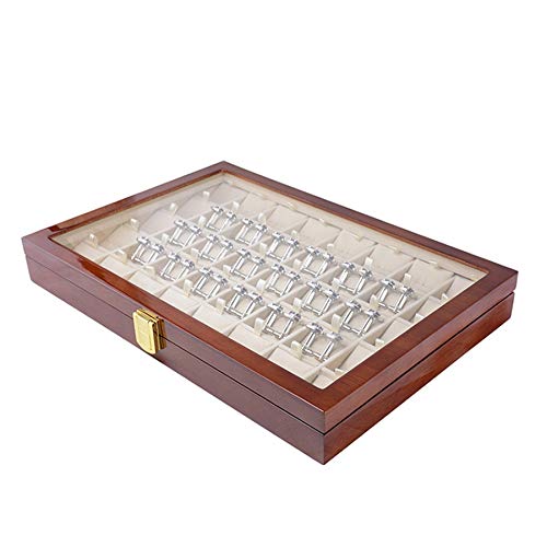 JVSISM Caja de Almacenamiento de 40 Pares de Gemelos y Clip de Corbata para Hombres Caja de ExhibicióN de Joyería de ColeccióN de Pendientes de Anillo de Madera Pintada a