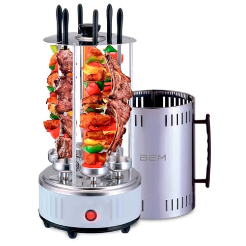 BEM Neo BBQ Tischgrill: Elektrischer Schaschlikgrill, Vertikalgrill aus Edelstahl inkl. 12 Spieße, Schaschlik, Elektrogrill, Standgrill, Ideal für Zuhause, Balkon oder Garten. Rauchfrei BEM Neo BBQ Tischgrill: Elektrischer Schaschlikgrill, Vertikalgrill aus Edelstahl inkl. 12 Spieße, Schaschlik, Elektrogrill, Standgrill, Ideal für Zuhause, Balkon oder Garten. Rauchfrei