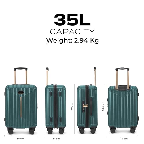 Image of Midnight Voyager Cabin Small 57cm | Trolley Bag Hard Case Polycarbonate, 4 Wheels 360 Degree Wheeling System Luggage, Suitcase for Travel, with Front Laptop Access (Moss Green)