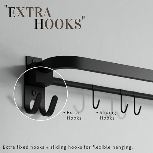 Image of Gloxy Premium Matte Black Finish Stainless Steel Towel Rod Combo Pack of 2-24 Inch Wall Mount Bathroom Towel & Clothes Holder - Rustproof Heavy-Duty Towel Rack for Modern Bathrooms