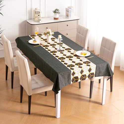 Image of HOKIPO Modern Grace Table Cloth for 4 Seater, 55x71 in, Amber Hive