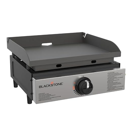 Blackstone 1971 Heavy Duty Flat Top Grill Station for Kitchen, Camping, Outdoor, Tailgating, Tabletop, Countertop – Stainless Steel Griddle with Updated Knobs & Ignition, 17 Inch