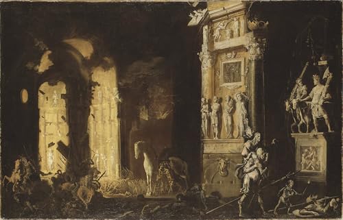 Lienzo decorativo premium de El fuego de Troya por François De Nome, 60x90cm
