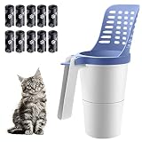 Cat Litter Scooper with Holder, Portable Integrated Litter Scoop Container with Litter Box, Removabl
