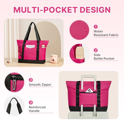 Large Travel Tote Bag for Women with Laptop Compartments and Zipper,Commuter Tote for Daily Work Shopping4