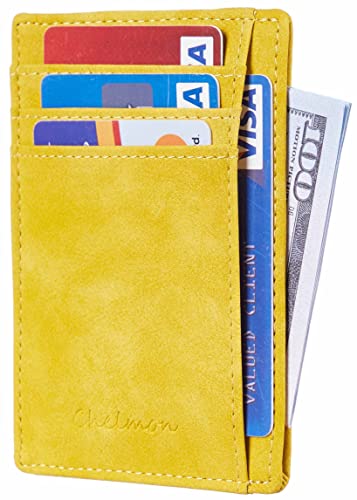 Chelmon Slim Wallet Rfid Front Pocket Wallet Minimalist Secure Thin Credit Card Holder(Yellow) #TOP1