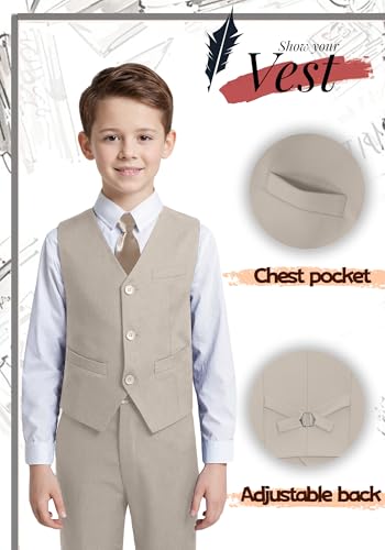 Image of YuanLu Boys Suit Dress Clothes Ring Bearer Outfit Homecoming Dresses Boy Vest and Pants Set for Kids Wedding Tuxedo Suits