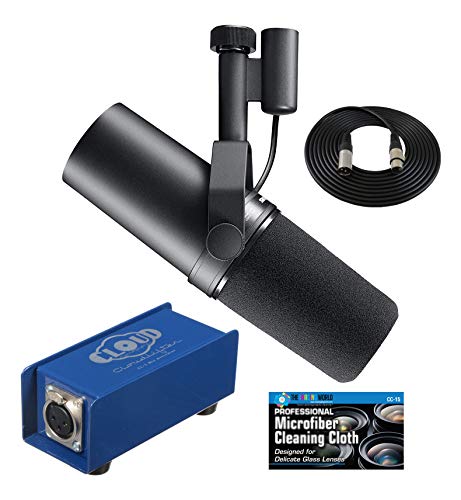 Shure SM7B Vocal Microphone with Cloud Microphones Cloudlifter CL-1 Mic Activator and Extra 10' XLR Cable Bund