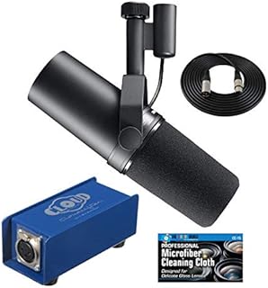 Shure SM7B Vocal Microphone with Cloud Microphones Cloudlifter CL-1 Mic Activator and Extra 10' XLR Cable Bundle