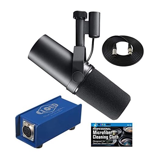 Shure SM7B Vocal Microphone with Cloud Microphones Cloudlifter CL-1 Mic Activator and Extra 10' XLR Cable Bundle