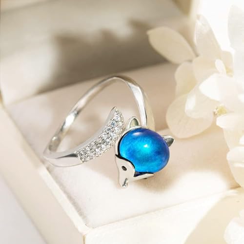 Anel de humor ajustável para mulheres que mudam de cor prata anel de pedra de humor anel de mudança