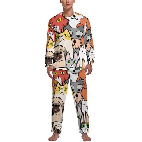 Pyjama homme chat chien ensemble haut et bas confortable
