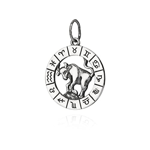 NKlaus Kettenanhänger Sternzeichen Stier 925 Silber Horoskop 25mm Zodiak Anhänger 11110