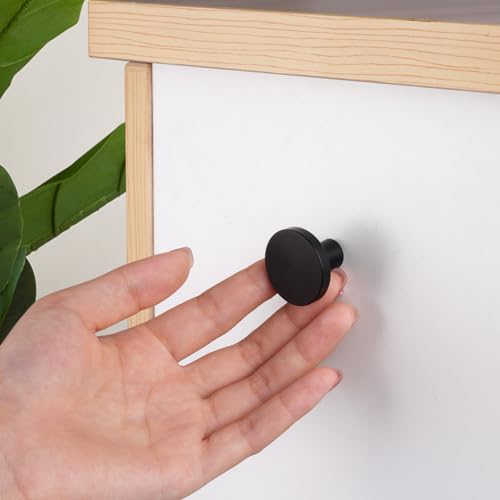 Ainiv 4 Stück Möbelknöpfe Matt-Schwarz, Schubladenknopf Möbelknöpfe, Einlochgriff mit Schrauben für Schrank, Edelstahl Runde Türgriffe Schubladengriffe für Kleiderschrank, mit Einem Schraubendreher