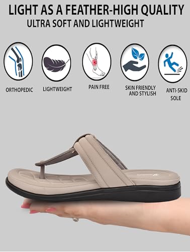 Image of HEALTH FIT EXTRA SOFT Women's Comfortable Memory Foam Doctor Slippers /Flip-Flops|Fashionable Casual & Stylish|Lightweight & Breathable|Outdoor Synthetic Casual Chappals Sandals Ladies & Girls HF28
