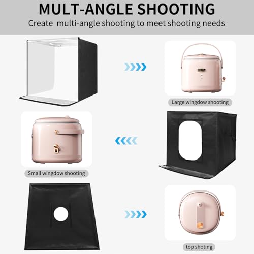 Pro 16\"x16\" 2025 Photo Studio Light Box - 336 True-Color LEDs (CRI95+/3-Side Light Panel/Dimmable 10%-100%) and 5 PVC Backdrops | Dual-Temp Portable Softbox for Jewelry, Small Product Photography