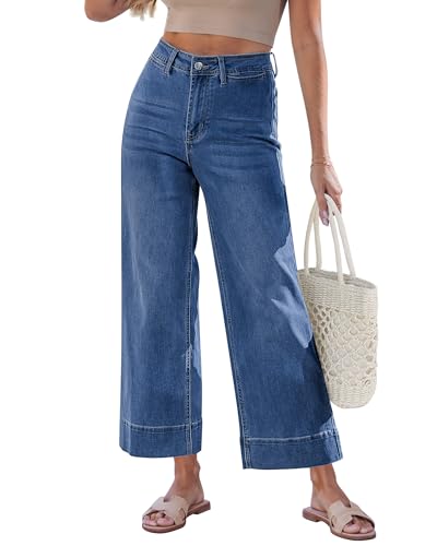 GRAPENT Ladies Jeans Stretch for Women Wide Leg High Waisted
