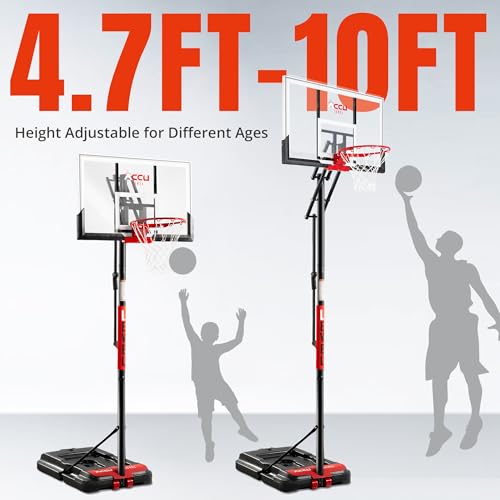 Image of Basketball Hoop 4.7-10ft Adjustable Portable Basketball Goals System with 44-48 Inch Angle Adjustable Backboard, for Youth and Adults Outdoor Indoor Use
