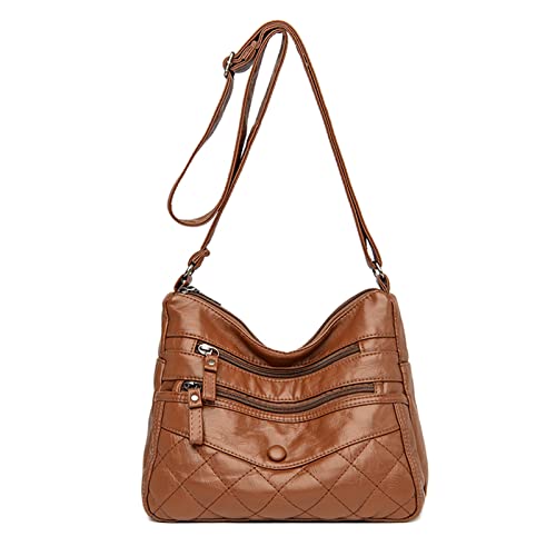 Yiwaxice Sac à main pour femme en cuir synthétique souple avec plusieurs poches - Sac à bandoulière pour femme - Usage quotidien, marron Cover
