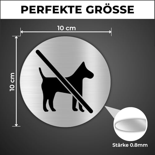 LEIASA | Selbstklebendes „Keine Hunde erlaubt“-Schild - Dicke 0,6 mm - Durchmesser Ø 100 mm - Aluminium -Beschilderung - „Keine Hunde erlaubt“-Signal - (Verbotsschild für Hunde)