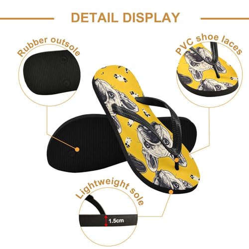 Nander Sandal Flip Flops of Men's & Women's,Cute Bulldog Beach Slippers Flip Flops Shower Shoes-XL2